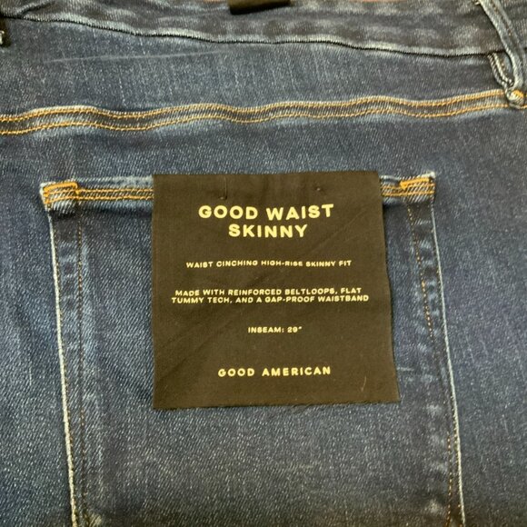 Good American Dark Wash Good Waist Skinny Blue Jeans, Size 26 Plus NWT! - Picture 7 of 8